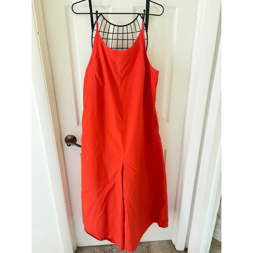 Anthropologie Maeve Jumpsuit Womens Medium RedOrange WideLeg Sleeveless Pantsuit